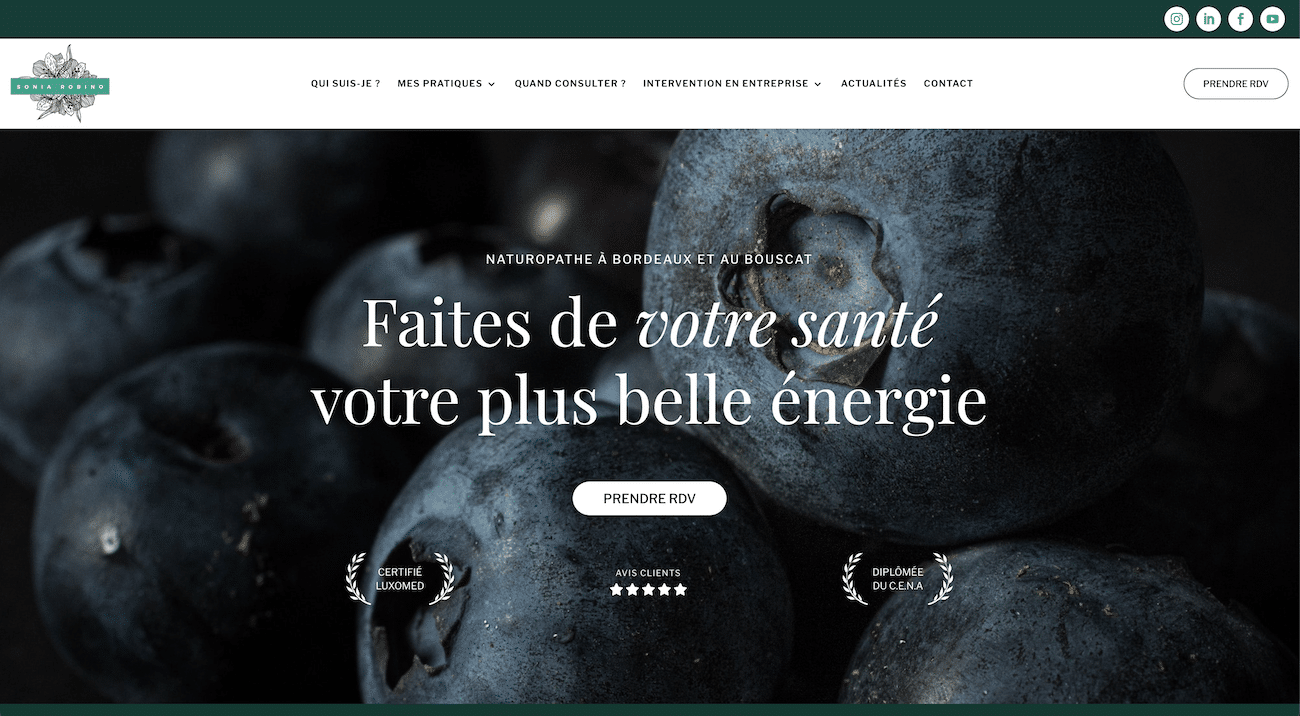 Site d'une naturopathe à Bordeaux après refonte SEO
