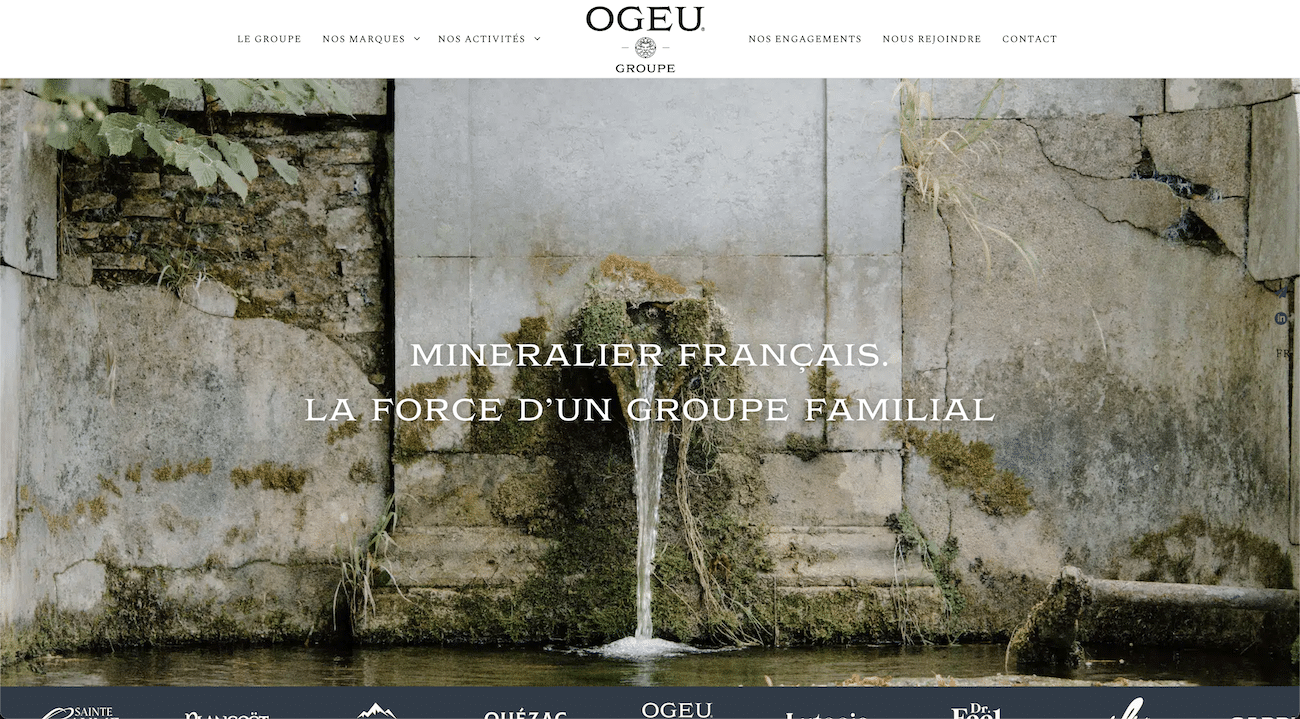 Nouveau site institutionnel Ogeu Groupe créé par Studio Malto : une source en grand format et les marques du groupe